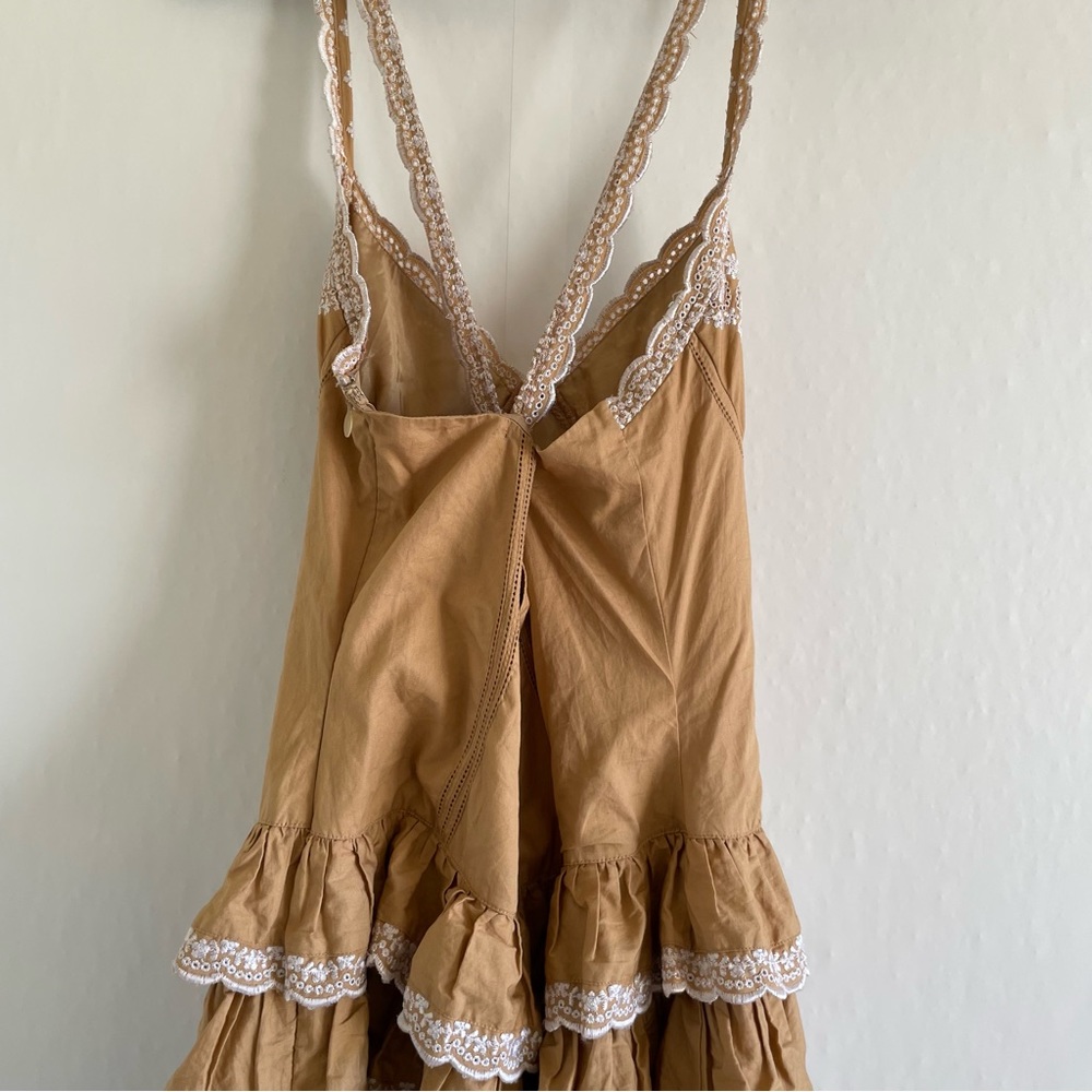 VTG 90’s 2000 Y2K Betsey Johnson Tan Eyelet Tiered Western Dress Runway … - Picture 6 of 14